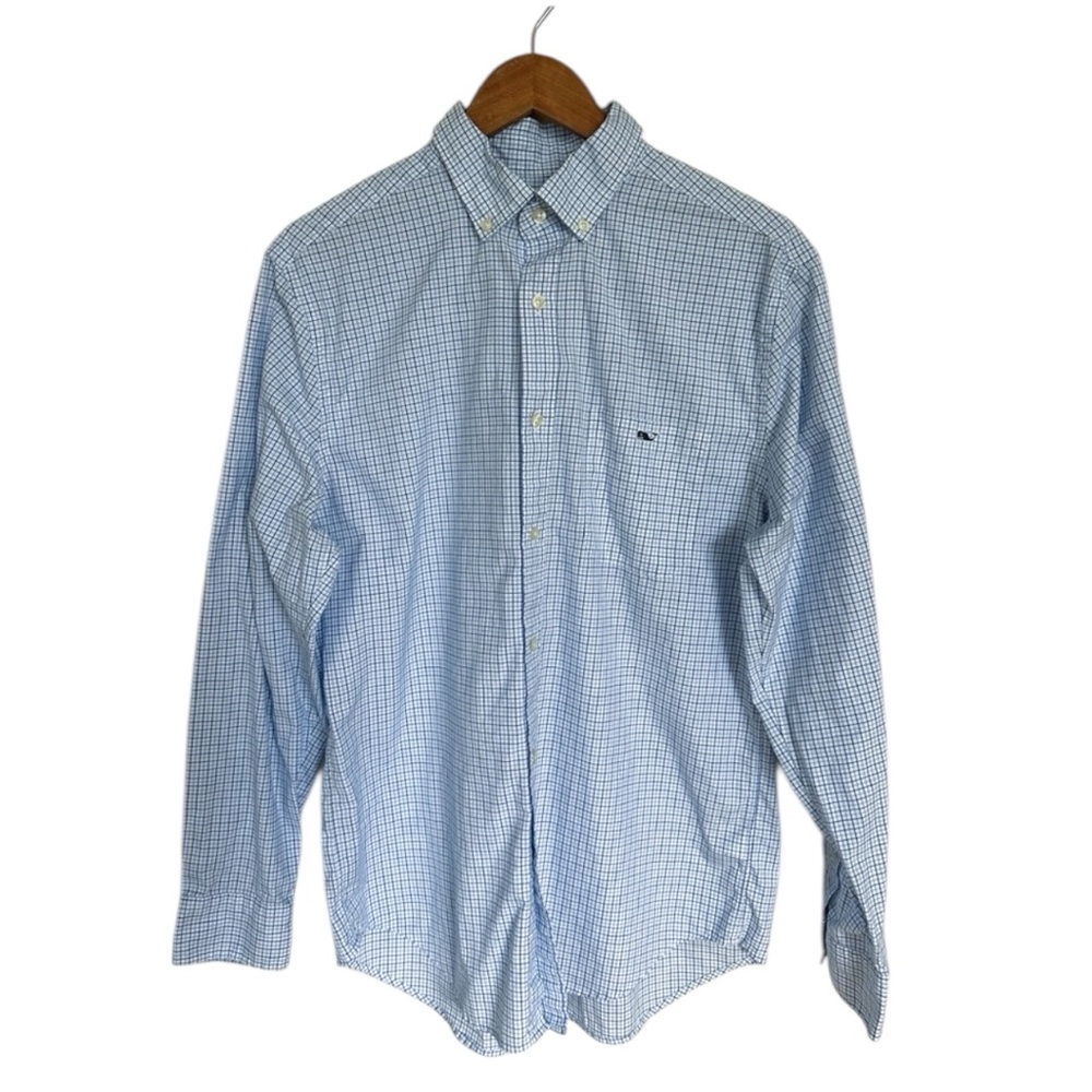 Vineyard Vines by Shep & Ian Classic Fit Tucker Shirt Blue Grid Men’s Medium
